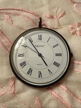 Monet White and Black Roman Numeral Round Wall Clock